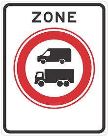 RVV C22CZB, Type:1, Klasse:3(530X670mm) Begin zone Gesloten voor bedrijfs- en vrachtauto’s vanwege nul-emissiezone