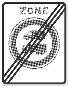 RVV C22DZE, Type:1, Klasse:3(530X670mm) Einde zone Gesloten voor bedrijfs- en vrachtauto’s vanwege nul-emissiezone